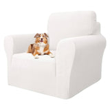 1 x RAW Customer Returns MAXIJIN Super Stretch Chair Covers for Living Room, 1 Piece Universal Chair Cover with Armrests Jacquard Spandex Chair Protector Dogs Pet Friendly Sofa Couch Armchair Cover 1 Seater, White  - RRP €29.99