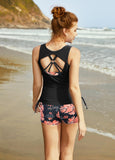 1 x RAW Customer Returns Maacie Maternity Tankini Swimsuits Tankini Top Bikini Top Boyshorts Set 3 Pieces - RRP €29.95