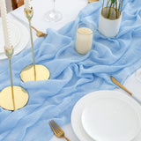 4 x RAW Customer Returns AOKSUNOVA table runner muslin wedding 4m x 80cm cheesecloth table runner decorative fabric light blue - RRP €80.64