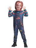 1 x Brand New IKALI Killer Doll Costume Kids Halloween Chucky Fancy Dress Spooky Costume Boys Courage Jumpsuit with Mask 4-6 Years - RRP €26.65