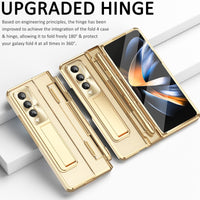 1 x RAW Customer Returns Miimall Mobile Phone Case Compatible with Samsung Galaxy Z Fold 4 Case with S Pen, Transparent PC Protective Case with Pen Holder Screen Protector Stand Case for Samsung Galaxy Z Fold 4 5G Gold - RRP €30.67