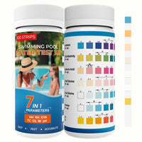 1 x RAW Customer Returns 7IN1 Pool Test Strips for Whirlpool, Spa, 100 Pieces Water Testing Set Accurate Chemical Tester Pool Tester for Bromine, Total Alkalinity, pH, Free Chlorine, Total Hardness, Cyanuric Acid and Total Chlorine - RRP €17.04