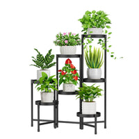 1 x RAW Customer Returns iDavosic.ly 7 Tier Metal Plant Stand Flower Pot Stand, Multi-Tier Plant Shelf Flower Shelf Plant Stairs for Room Corner, Living Room, Balcony, Terrace, Yard Round, Black  - RRP €62.99