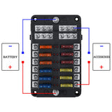 1 x RAW Customer Returns Kohree 12-way car fuse holder 12 volt, car fuse box 12V with LED display, 24 fuses, fuse clip, sticker, screws, 12V fuse block for car, boat, boat, motorhome - RRP €18.14