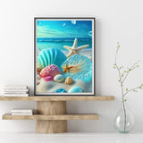 1 x Brand New 2 Pieces 5D Diamond Painting New Arrivals Diamond Painting Diamond Painting Seashell Beach Love Butterfly Star Sea Beach Sea Landscape DIY Living Room Decoration Diamond Painting, 30x40cm C  - RRP €19.2