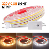 1 x RAW Customer Returns Wisada Dimmable COB LED strip self-adhesive, 220V 5M 288LEDs M super bright warm white FCOB LED strip, flexible COB LED light strip for Christmas, holidays, interior decoration and lighting - RRP €23.89