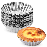 1 x RAW Customer Returns TULEBOLIAN 30 pieces egg cake mold, egg tart mold, silver, stainless steel, egg tart molds, tart mold, muffin molds, reusable, for tart, muffin, pudding 7.2 cm  - RRP €11.09