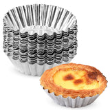 1 x RAW Customer Returns TULEBOLIAN 30 pieces egg cake mold, egg tart mold, silver, stainless steel, egg tart molds, tart mold, muffin molds, reusable, for tart, muffin, pudding 7.2 cm  - RRP €11.09