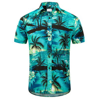 1 x RAW Customer Returns JKLPOLQ Men s Hawaiian Shirt Floral Casual Short Sleeve Summer Shirts Hawaii Beach Print Shirt for Vacation Green 1, XXL  - RRP €24.8