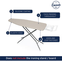 1 x RAW Customer Returns Encasa Homes Ironing Board Cover with 4mm Thick Felt Pad - Natural - Cotton, Elastic, Fits Standard Medium Boards 112 x 34cm  - RRP €18.98