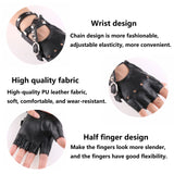 1 x RAW Customer Returns XCSJ Women Half Finger Leather Glove Punk Gloves Gothic Gloves Pu Leather Performance Gloves, with Rivets, Suitable for Halloween, Festival, Hip-Hop, Dance, Cosplay, Rock, Party Black  - RRP €11.03