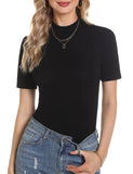 1 x RAW Customer Returns Totatuit Women s T-Shirt Short Sleeve Elegant T-Shirt Turtleneck Top T-Shirt Turtleneck Casual Summer Basic Pullover Slim Fit Soft Sexy Black M - RRP €23.99