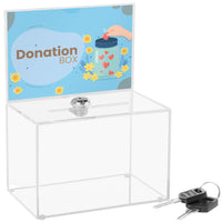 1 x RAW Customer Returns Belle Vous acrylic donation box with key - 16 x 10 x 21.5cm transparent money box - donation box made of acrylic - lockable donation box - RRP €26.99