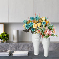 1 x Brand New Suanti Flower Vase Set, White Honeycomb Design Flower Vase Set of 2, Living Room Decorative Vase with Thick Base, Handmade Resin Vase, Office and Wedding Vase for Pampas Grass, 11 9 High - RRP €36.29