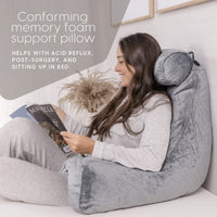 1 x RAW Customer Returns Milliard Reading Pillow Lumbar Support with 3-Piece Memory Foam, Perfect for Resting While Reading Pillow 24 x 16  - RRP €84.99