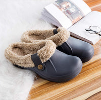 1 x RAW Customer Returns CELANDA Clogs Lined Women Men Warm Slippers Waterproof Garden Clogs with Fur Women Closed Lined Clogs Winter Plush Mules Gray Size 45 46 EU - RRP €27.19