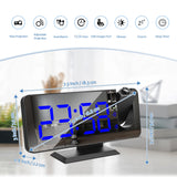 1 x RAW Customer Returns Ynport Crefreak Projector Alarm Clock, Dual Alarm LED Electronic Mirror Alarm Clock, 180 Rotating Projection Digital Radio Alarm Clock for Bedroom, Black Blue - RRP €22.86