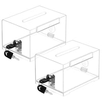 1 x RAW Customer Returns Belle Vous Pack of 2 Lockable Plastic Cash Boxes 11.5 x 16 x 10cm - Clear Lockable Box for Comments, Ballots, Donations, Key Drop, Business Cards as Ticket Container - RRP €33.99