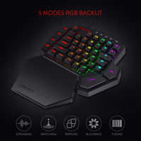 1 x RAW Customer Returns Redragon K585 DITI One-Handed RGB Mechanical Gaming Keyboard, Brown Switches, Type-C Professional with 7 Integrated Macro Keys, Detachable Wrist Rest, 42 Keys - RRP €54.99