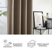 1 x RAW Customer Returns Deconovo curtains with eyelets, heat-insulating opaque curtains, living room thermal curtains against the cold, 300 x 140 cm height x width , taupe, set of 2 - RRP €60.49