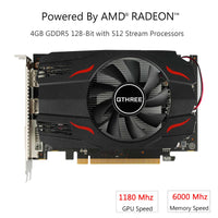 1 x RAW Customer Returns QTHREE Radeon RX 550 Graphics Card, 4G D5 128-bit, DisplayPort HDMI DVI-D, PCI Express x8, Desktop Gaming Graphics Card for PC, DirectX 12, Computer GPU - RRP €105.86