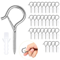 1 x RAW Customer Returns Ouprisks 28pcs Screw Hooks, Screw Hooks with Lock, Ceiling Hooks for Hanging Plant Baskets, Bird Cages, Fairy Lights and Christmas Decorations - RRP €9.06