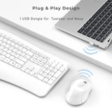 1 x RAW Customer Returns Seenda Ergonomic Keyboard Mouse Set, 2.4G USB Wireless Full Size Keyboard and Mouse with Wrist Rest and Foldable Stand, Wireless Keyboard Mouse Combo for Windows Computer Laptop PC, White - RRP €37.3