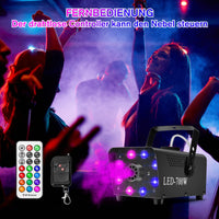 1 x RAW Customer Returns Katomi 700W Fog Machine RGB Effect, 13 Color 8 LED Light Smoke Machine, Mini Fog Smoke Machine with 2 Wired and Wireless Remote Controls for DJ Disco Party, Halloween, Weddings Christmas - RRP €56.05