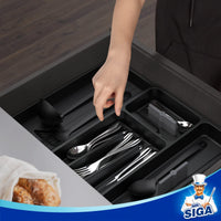 1 x RAW Customer Returns MR.SIGA Expandable Cutlery Tray for Drawers, Utensil Holder Kitchen, Adjustable Cutlery Organizer for Cutlery Kitchen Utensils and Cooking Accessories, Black - RRP €24.54