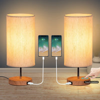 1 x RAW Customer Returns GLUROO Set of 2 table lamps with touch control, 3 color temperatures and continuous brightness, USB charging ports, bedside lamps E27 bulbs 2 for living room, student dorm, office, multi-colored - RRP €59.99