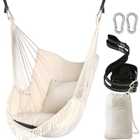 1 x RAW Customer Returns Chihee Hanging Chair Swing with Hammock 2 Cushions,Strong Mesh Straps and Hooks for Easy Hanging,Soft Cotton Hanging Chair Side Pocket Tassels Comfort Chair Set - RRP €39.34