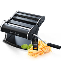 1 x RAW Customer Returns TRUE KITCHEN pasta machine manual Bella Pasta black PASTA MACHINE Pasta maker for lasagna, ravioli, spaghetti and tagliatelle I Completely made of stainless steel with metal handle - RRP €60.49