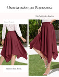 1 x Brand New DRESSTELLS Women s Swing Skirt Elastic Waist Solid Color Pleated Skirt Knee Length A-Line Irregular Hem Burgundy L - RRP €30.24