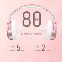 7 x RAW Customer Returns Falebare Wireless Bluetooth Headphones with Active Noise Cancelling - Up to 80 Hours of Battery Life and Fast Charging - with Microphone for Phone Calls, Bluetooth Headset, Lightweight, Comfortable and Foldable, Pink - RRP €212.24