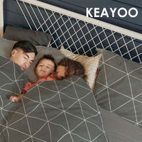 1 x RAW Customer Returns KEAYOO bed linen 135x200 cotton aesthetic grey set geometric check reversible bed linen with zipper skin-friendly and soft fabric quality for summer to winter - RRP €25.2