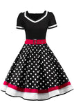 1 x RAW Customer Returns Babyonlinedress ladies evening dress Chic Jointif with belt Vintage Retro 50s Pin Up Rockabilly Swing dotted, Black, Small - RRP €27.6