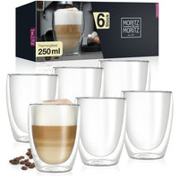 1 x RAW Customer Returns Moritz Moritz Barista Torino 6 x 250 ml double-walled cappuccino glasses - double-walled glasses for coffee, tea or dessert - dishwasher safe - RRP €35.28