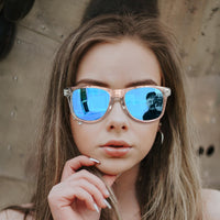 1 x RAW Customer Returns Joopin Rectangular Blue Sunglasses Men Polarized UV400 Unisex Mirror Retro Women Sunglasses Blue Lenses for Driving and Tourism Transparent Mirrored Blue  - RRP €20.16