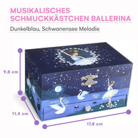 1 x RAW Customer Returns Jewelkeeper - Musical jewelry box for girls with pull-out drawer, blue stars and swans design - music box with The Swan Lake Song, ideal ballerina gifts for girls - RRP €26.99