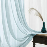 1 x RAW Customer Returns TOPICK Sheer Curtain with Eyelets Sheer Curtains Voile Semi Transparent Curtain Gauze Paired Scarves Window Curtains Decoration for Bedroom Living Room Light Blue 245H x 140W cm 2 Pieces - RRP €29.23