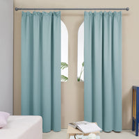 1 x RAW Customer Returns Deconovo curtain blackout ruffle tape curtains living room thermal curtain ruffle tape, 229x168cm height x width , sky blue, set of 2 - RRP €47.39