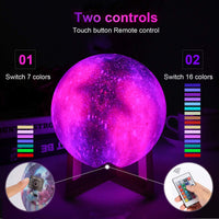 1 x RAW Customer Returns ZEYXINH 3D Galaxy Moon Lamp, 16 Colors LED Moon Night Lamp, with Remote Control and Touch Control, USB Rechargeable Night Light LED Table Lamp, Gifts for Birthday Christmas Children, 15cm - RRP €30.24