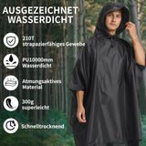 1 x RAW Customer Returns Opret Waterproof Rain Poncho Women Men, Lightweight Breathable Rain Cape 3-in-1 Multifunctional Raincoat Rain Cover Rain Poncho for Hiking and Camping - Black - RRP €19.99