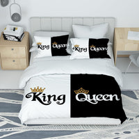 1 x RAW Customer Returns VTRXEG bed linen 220x240 king and queen, black and white couple bed linen, soft cozy microfiber duvet cover king queen, with zipper 1 duvet cover and 2 pillowcases A, 220x240cm  - RRP €39.99