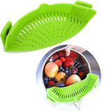 4 x Brand New BOBOZHONG Silicone food strainer clip-on silicone strainer filter silicone strainer for clip-on kitchen strainer, pasta strainer, strainer, for draining fruit, vegetables, pasta green  - RRP €81.6