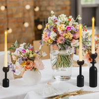 5 x Brand New FAEFTY Wooden Candle Holder Set of 3 6 Pieces LED Electric Candle, Candle Holder Black Candle Holder Stick Candles for Dining Table, Living Room, Bedroom - RRP €191.5