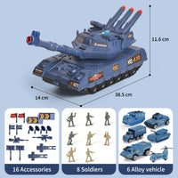 1 x RAW Customer Returns KADAYAYA Toy Tank, Rocket Tank Toy with 6 Army Toys and 8 Soldiers, Military Toys with Lights and Sounds for 3 4 5 6 7 Year Old Boys Blue  - RRP €32.98