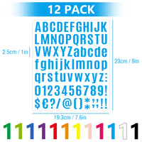 6 x Brand New Letter stickers, 12 sheets of number letter stickers, self-adhesive letters, colorful stickers, colorful alphabet stickers for signs, companies, address numbers, scrapbooks 12 colors  - RRP €122.4