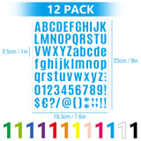 1 x Brand New Letter stickers, 12 sheets of number letter stickers, self-adhesive letters, colorful stickers, colorful alphabet stickers for signs, companies, address numbers, scrapbooks 12 colors  - RRP €20.4