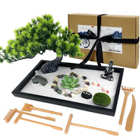 1 x RAW Customer Returns LuXianYS Zen Garden Set, 12x8 inch Zen Stones Garden for Desk, Premium Japanese Zen Sand Garden Miniature Gift Set, Zen Ornament for Home, Meditation Gifts - RRP €35.99